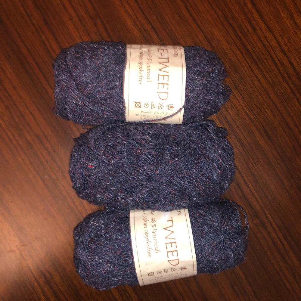 3 skeins Norwegian silk wool navy yarn bundle